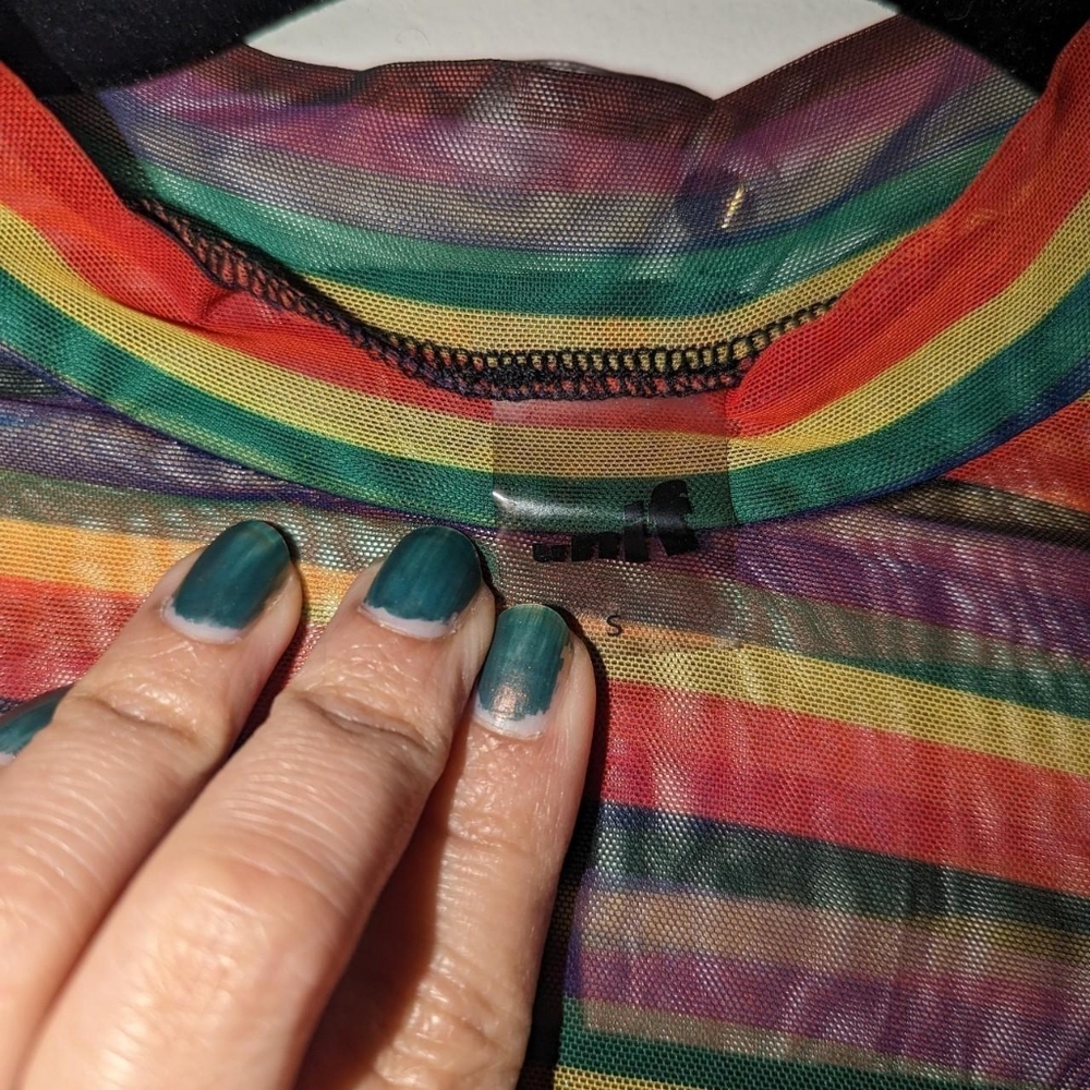 Rare Unif Rainbow Striped Colorblock Mesh Size Sm - image 5